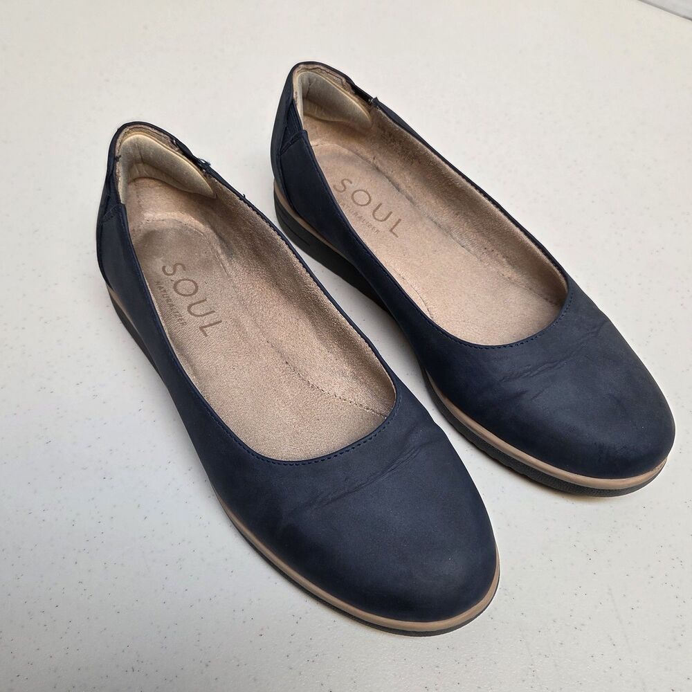 Soul Naturalizer Women's Suede Flats Slip on Idea Ballet Navy Blue Size 8